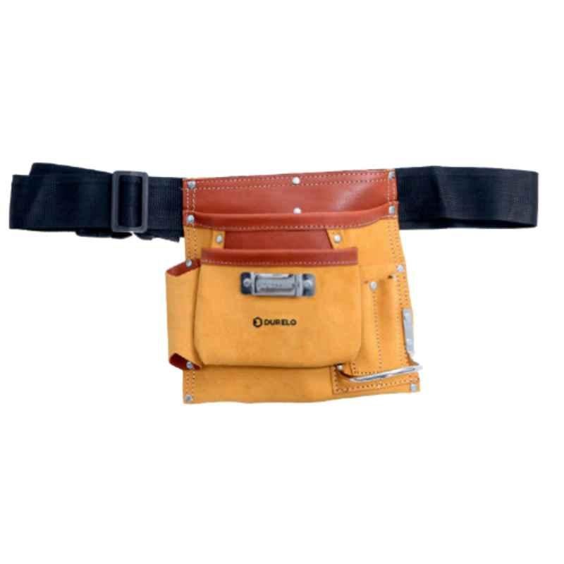 Durelo Leather Tool Bag 5 Pockets with Hammer & Tape Holder, LTA-5