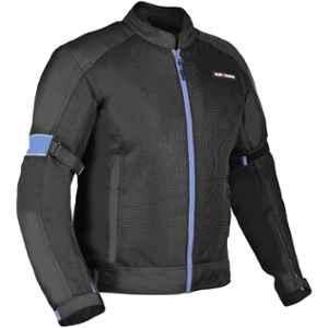 AllExtreme TRIPPER Mesh Fabric Blue & Black Windproof Bike Riding Jacket with Armour Back Elbows Shoulders Protection for Men, Size: L