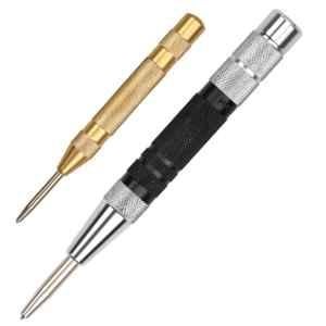 Horusdy 2 Pcs 155 & 130mm Chrome Vanadium Steel Black & Yellow Automatic Centre Punch Set, 97281