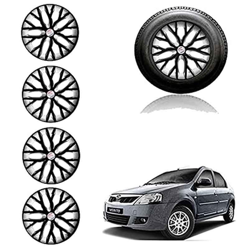 Auto Pearl 14 inch ABS Black & Silver Press Type Car Hub Cap Wheel Cover for Verito