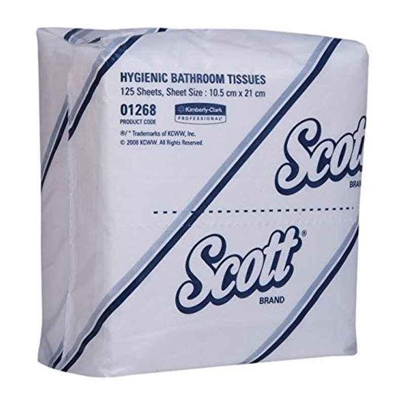 Scott 125 Pulls Folded Hygienic Bathroom Tissue Box, 01268 (Pack of 100)
