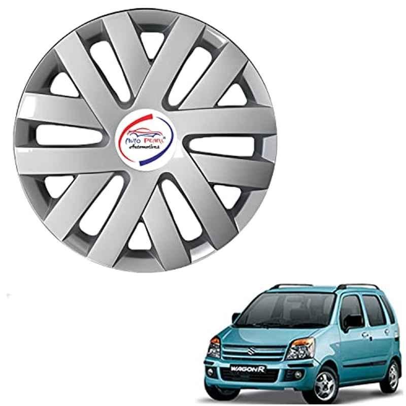 Auto Pearl 4 Pcs 13 inch ABS Polo Silver PBY 20 Hubcap Wheel Cover Set with Retention Ring for Maruti Suzuki WagonR 2006 2010