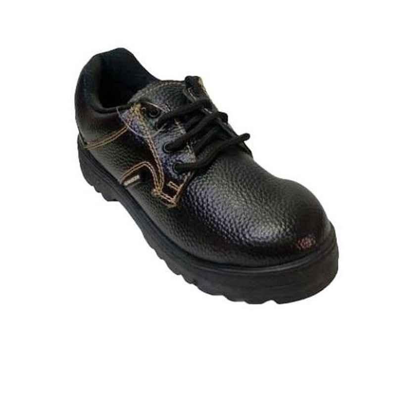 Galista Lion Leather Steel Toe Black Safety Shoe, Size: 7