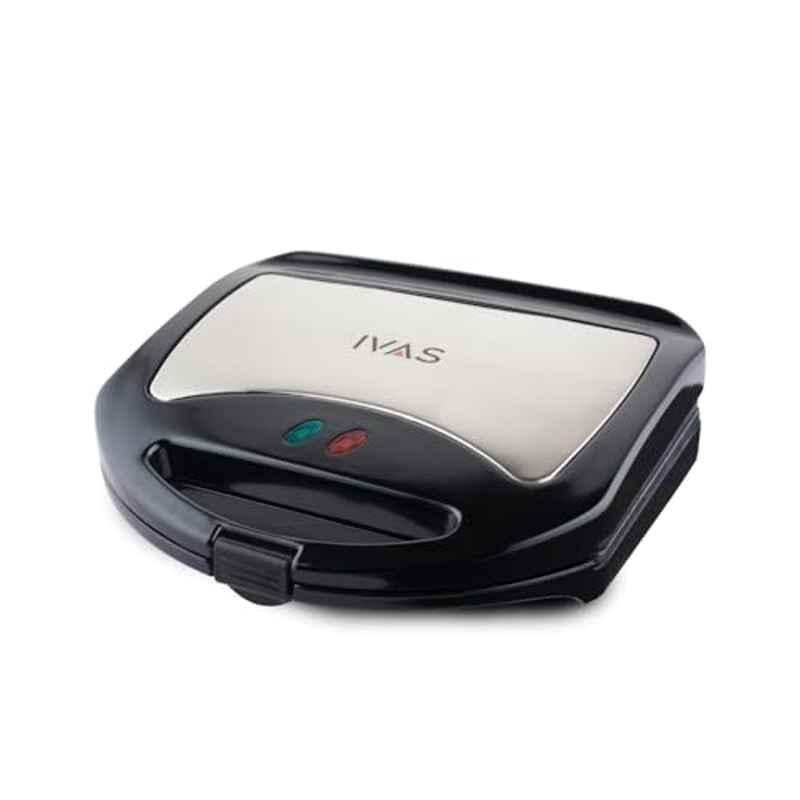 IVAS BreadBliss 750W Stainless Steel Black Sandwich Maker with Non-Stick Coated Grill Plates, Power Indicator & 2 Years Warranty, SANDWICKM750W