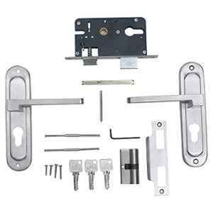 Voltizi ‎Stainless Steel 304 Matt Satin Finish Heavy Duty Round Plate Mortise Door Lock with Both Side Key Cylinder, LB306