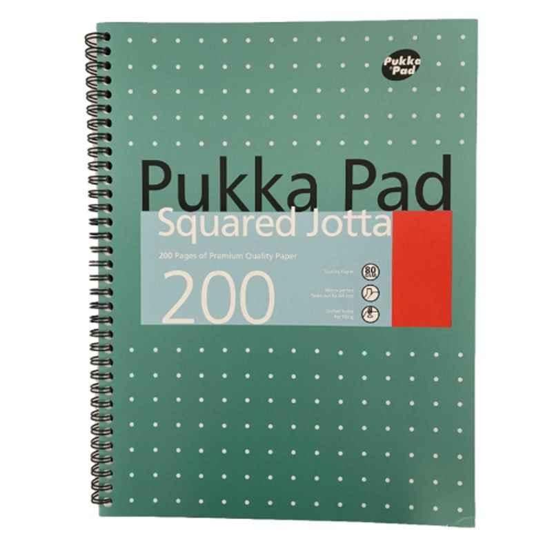 Pukka Pad Jotta A4 80 GSM 200 Sheets Green Wire bound Squared Paper