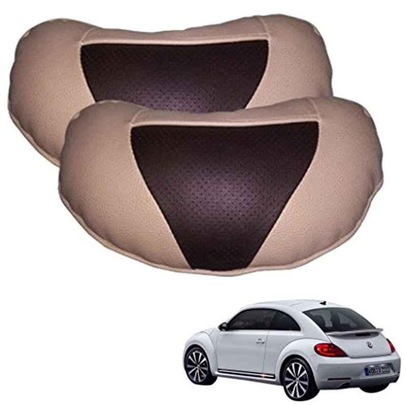 Kozdiko 2 Pcs Brown & Beige Neck Rest Set for Volkswagen Beetle, koz_37981