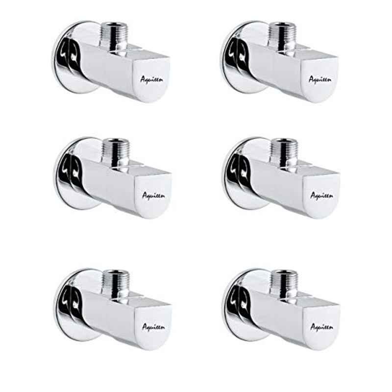 Aquieen Brass Silver Angle Valve with Wall Flange (Pack of 6)