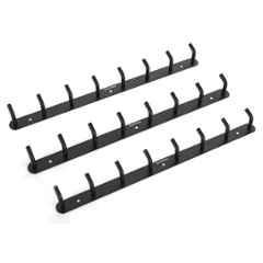 Plantex Wall Hooks for Hanging Cloth/Stainless Steel Towel Hangers/Bathroom Robe Hooks/Door Hangers/Wall Hook Rack/Hook Rail for Hanging Keys 8 Hooks (Pack of 3), Black