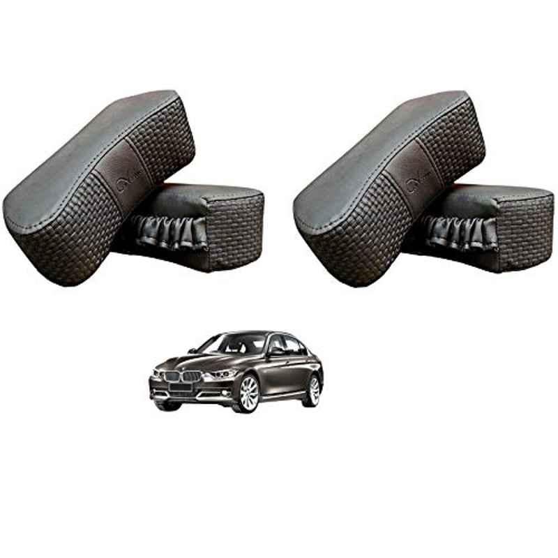 Kozdiko 4 Pcs CV Designer Grey Leatherite Neck Rest Car Cushion Pillow Set for BMW 3 Series