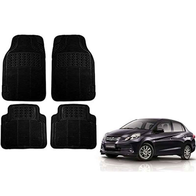 Kozdiko 4 Pcs Black Rubber Car Mat Set for Honda Amaze