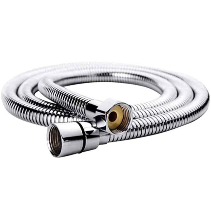 KCS SHP-78622 1.5m Stainless Steel 304 Silver Chrome Finish Flexible Shower Hose Pipe with Wall Hook