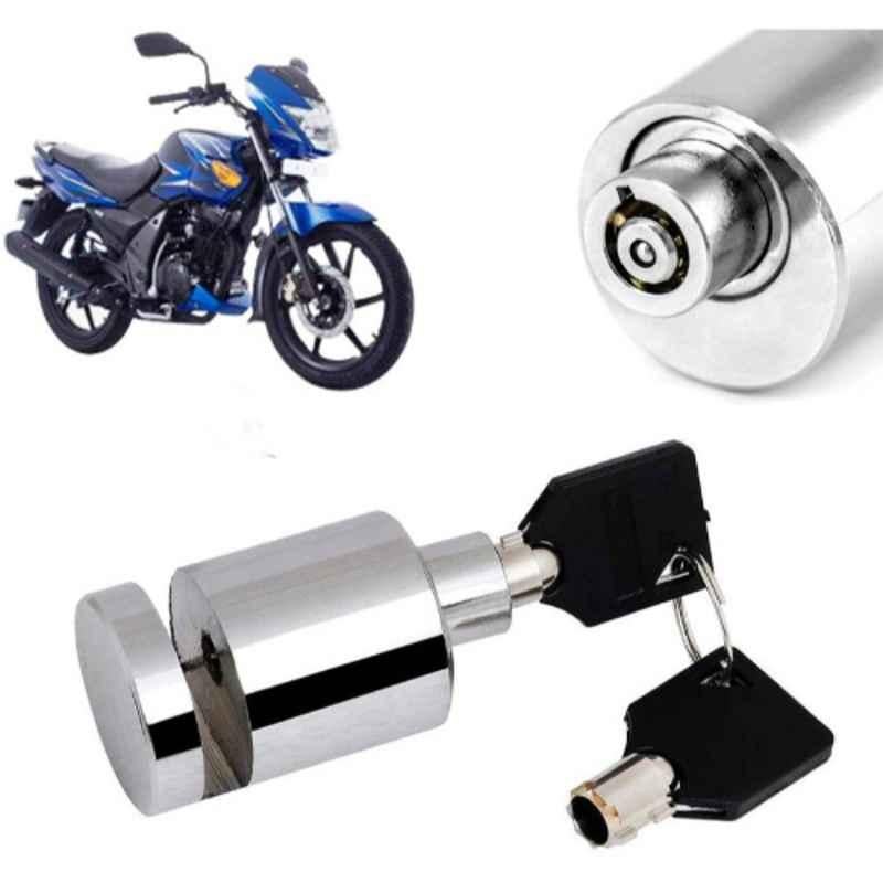 Auto Pearl Stainless Steel Silver Heavy Duty Anti Theft Motorcycle Disc Brake Lock, Lock-468