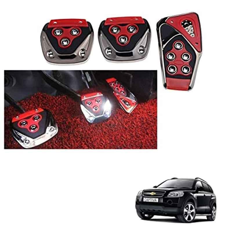 Kozdiko 3 Pcs Red Non-Slip Manual Car Pedals Cover Set for Chevrolet Captiva