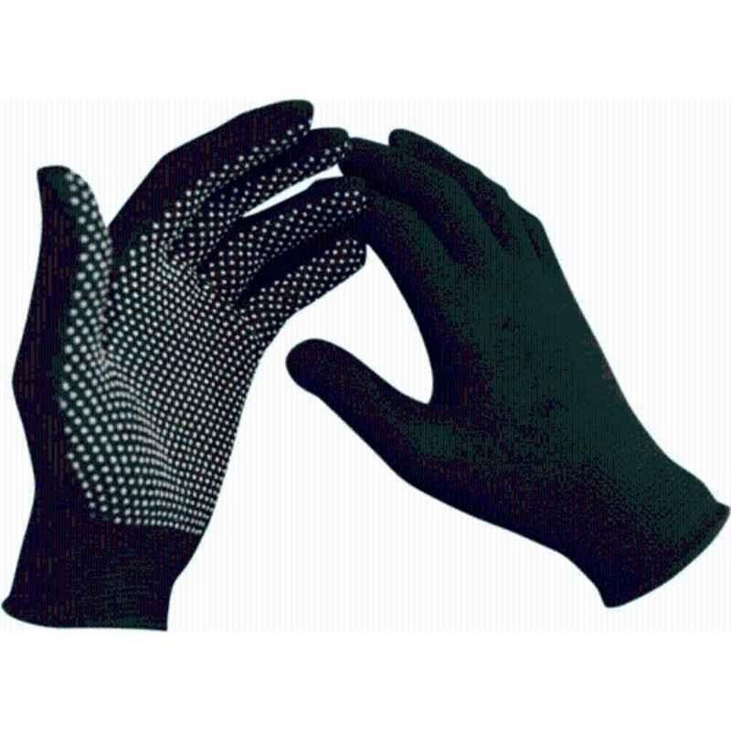 Shopeleven PVC Black Breathable Anti-Slip Work Gloves for Sports