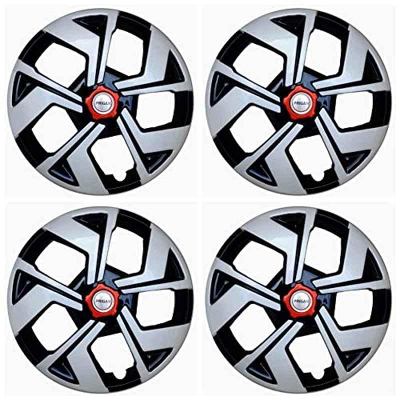 Prigan 4 Pcs 14 inch Polypropylene Black & Silver Wheel Cover Set for Tata Indigo, Hawk-Rev-14-Indigo