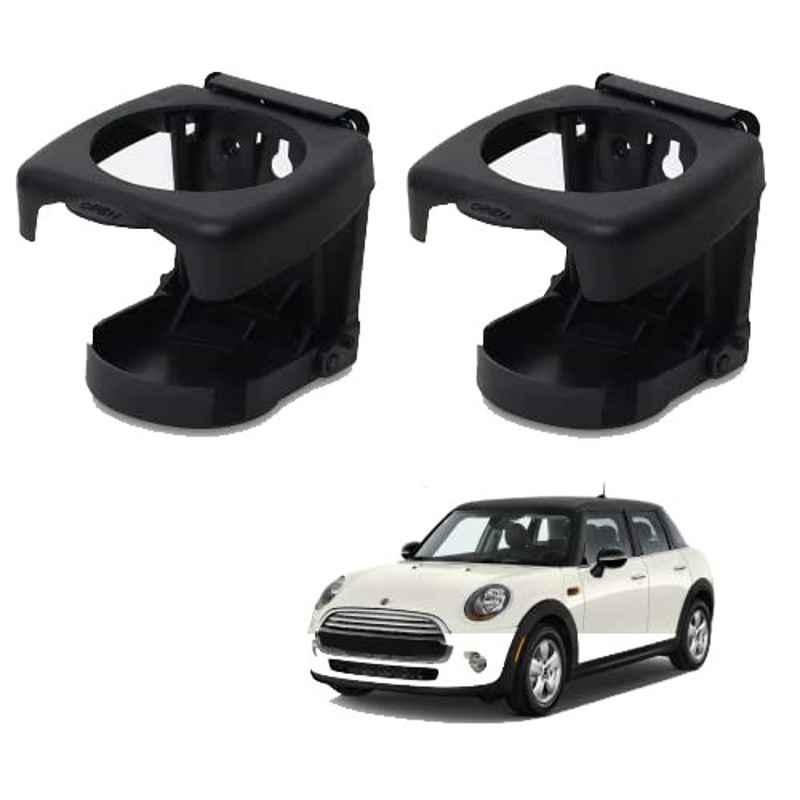 Kozdiko Plastic Black Foldable Car Drink Holder for Mini Cooper (Pack of 2)