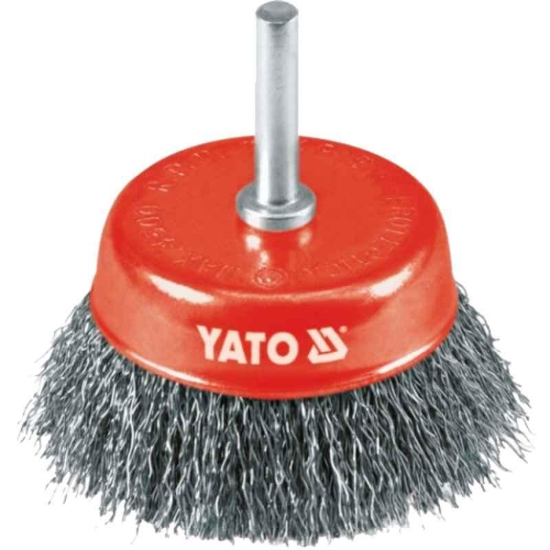 Yato 75x6mm Crimped Inox Wire Cup Brush With Shaft, YT-4751