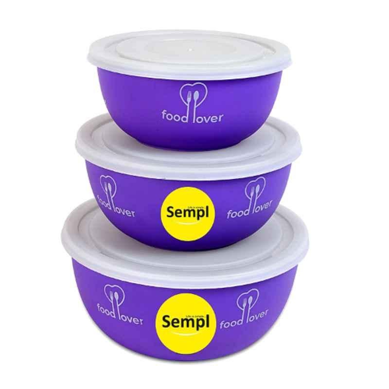 Sempl 3 Pcs Flora Stainless Steel & Plastic Velvet Grocery Container Set with Lid