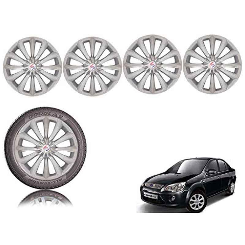 Auto Pearl 4 Pcs 14 inch Black ABS Press Type Hubcap Wheel Cover Set with Retention Ring for Ford Fiesta