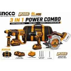 Ingco 13mm 20V 55Nm Cordless Impact Drill, 22mm Hammer & 140mm Circular Saw Combo