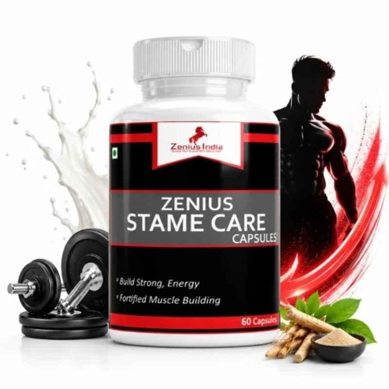 Zenius India 60 Pcs Stame Care Capsule with Safed Musali, Vang Bhasam, Loh Bhasam & Makar Dhawaj for Improves Stamina, Builds Strength & Supports Mens Vitality