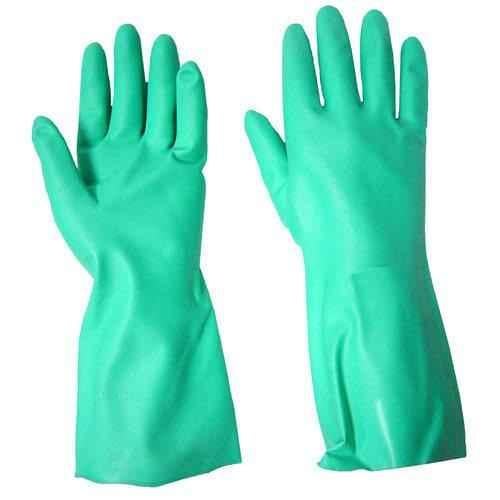 long green rubber gloves