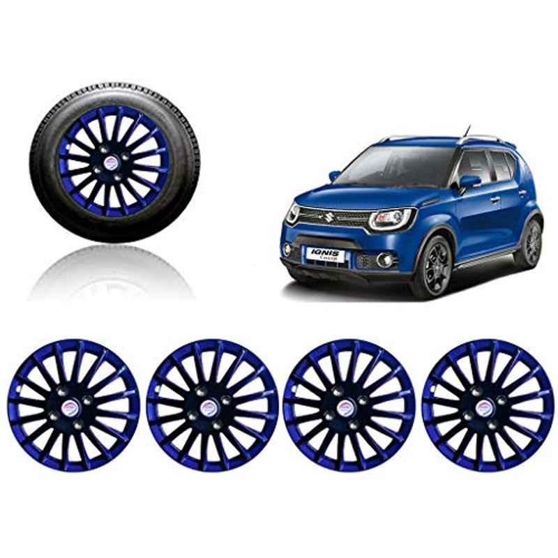 Auto Pearl 4 Pcs 15 inch Black & Blue Press Fitting Wheel Cover Set for Maruti Suzuki Ignis