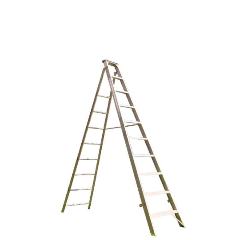 EMAC 10 Step Aluminium Silver Dual Purpose Anti Slip Folding Ladder, EDPL-10