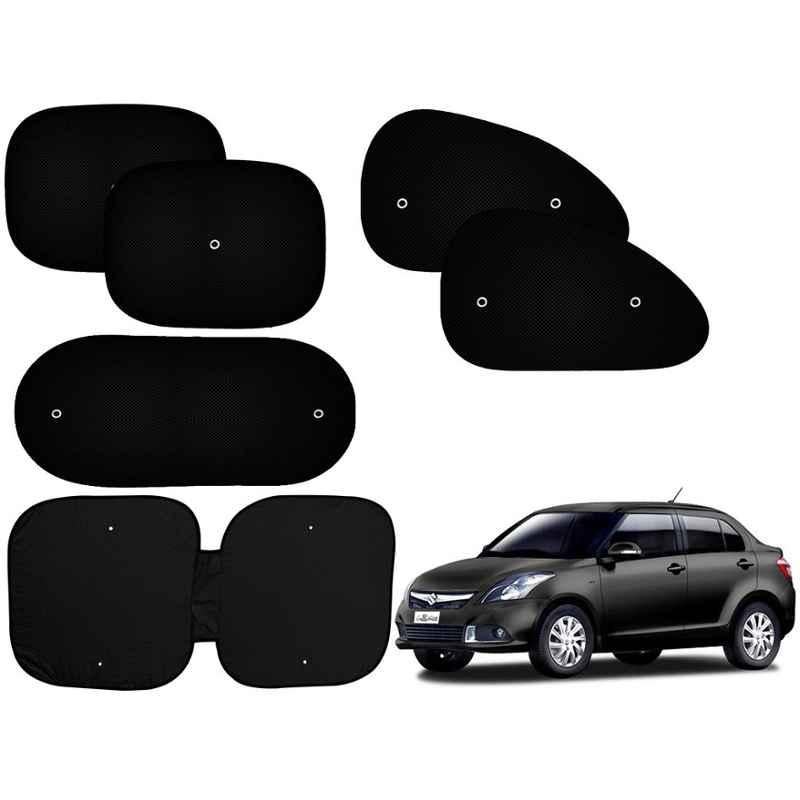 Auto Pearl 6 Pcs PVC & Mesh Black Window, Front & Rear Sun Shade Set for Maruti Suzuki Swift Dzire, Front_Chipku_6Pcs_DzireNew