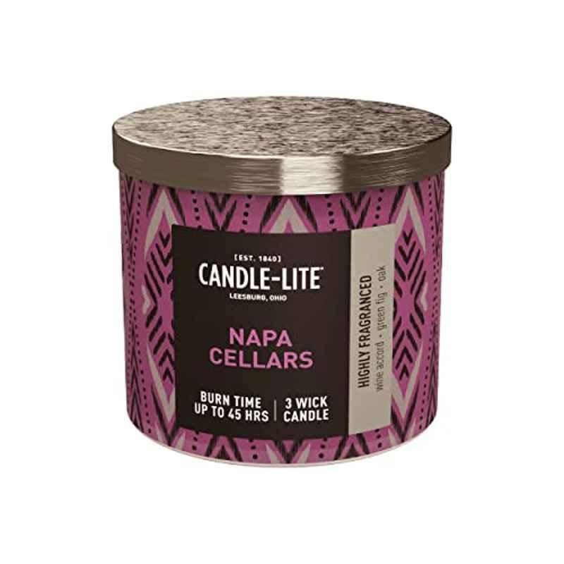 Candle Lite 14Oz Glass White Napa Cellars 3-Wick Scented Aromatherapy Candle with Glass Jar, 4417983