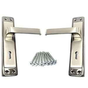 Onjecx 2 Pcs 7 inch Alloy Steel Black & Silver Mortise Door Handle Set, S07MBS