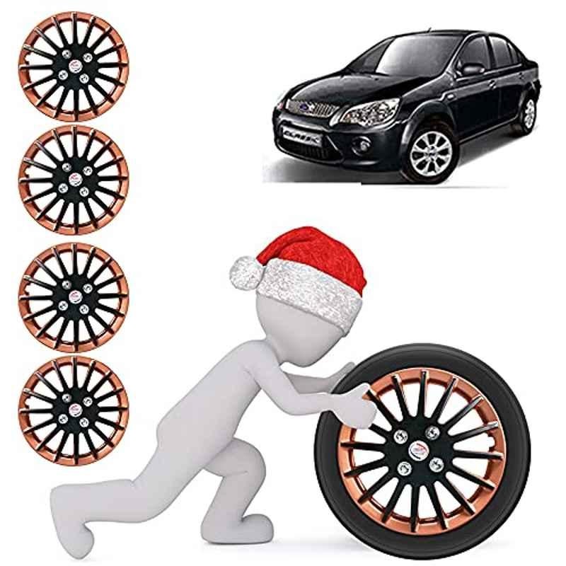 Auto Pearl 4 Pcs 14 inch ABS Copper & Black Press Fitting Wheel Cover Set for Ford Fiesta Classic