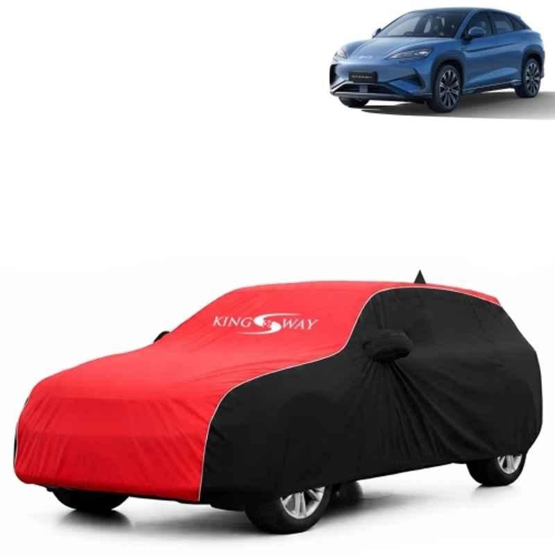 Kingsway Super Waterproof All Weather Protection Polypropylene Black & Red Car Cover for BYD Sealion 7 2025 Onwards with Silver Piping, Mirror & Antenna Pockets