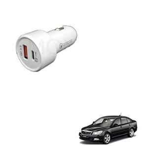 Kozdiko 3A 18W Plastic Fast Charging Mini Car Charger with Dual Output for Skoda Laura