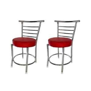 RW Rest Well RW-158 Leatherette Red Ergonomic Dining Chair with Steel Chrome Finish (Pack of 2)