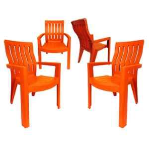 RW Rest Well Kingdom 4 Pcs Orange Plastic Chair Set