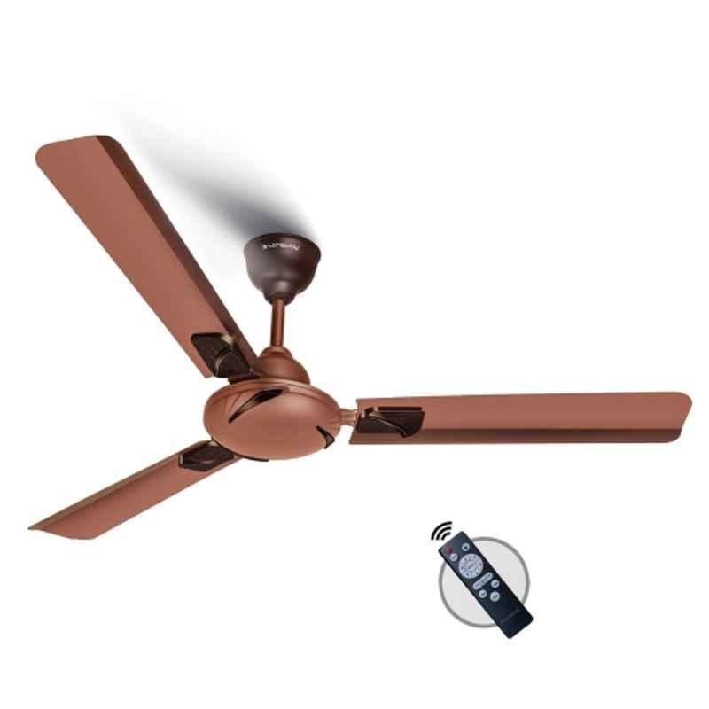 Longway Creta 1200mm 3 Blade Ceiling Fan with Remote Control, Rusty Brown Colour with 2 Year Warranty