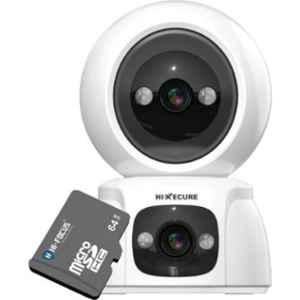 HiXecure 3MP HD Dual Lens Pan & Tilt Smart Wi-Fi Camera with Motion Detect, Night Vision, 2-Way Audio, Cloud Storage & 64GB Micro SD Card