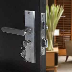 Voltizi 8 inch Stainless Steel Matt Finish Cylindrical Plate Both Side Key Mortise Door Lock Handle Set with 3 Computer Keys, LB304-BSK