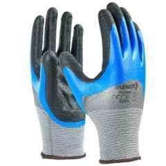 Mallcom P35NHK Polyester Black, Grey & Blue Seamless Nitrile Gloves, Size: 9
