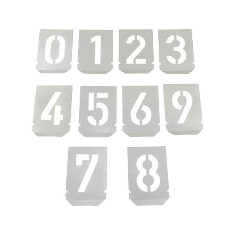 200mm Silver 0 to 9 Galvanized Steel Number Stencils (Pack of 10)