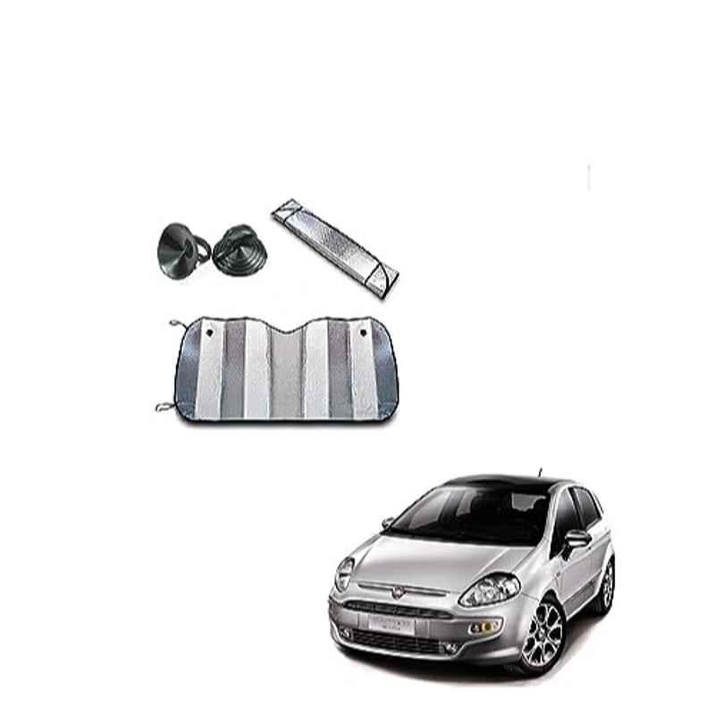 Kozdiko Aluminium Foil UV Protection Silver Windshield Sun Shade for Fiat Punto Evo
