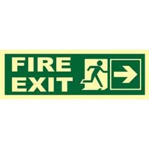Telly Safety 4x12 inch Vinyl Fire Exit Safety Sign Escape Direction Board with Right Arrow