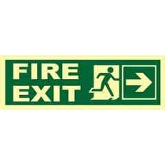 Telly Safety 4x12 inch Vinyl Fire Exit Safety Sign Escape Direction Board with Right Arrow