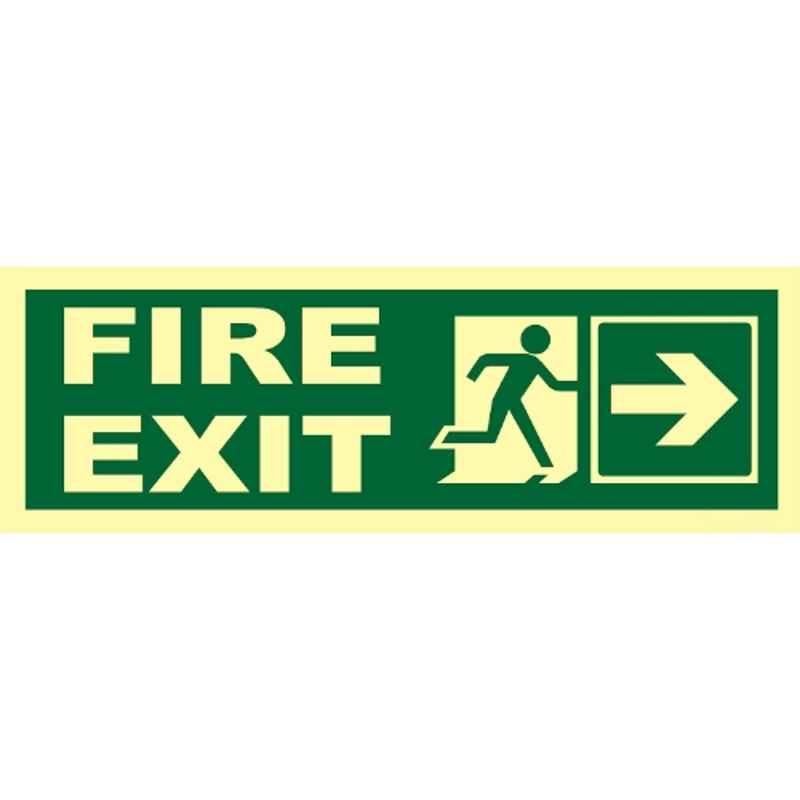 Telly Safety 4x12 inch Vinyl Fire Exit Safety Sign Escape Direction Board with Right Arrow