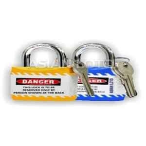 Asian Loto 2 Pcs Metal & Plastic Yellow & Blue Regular Shackle Jacket Padlock Set with 3 Keys, ALC-LPR