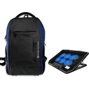 Swiss Military 29 Litre Polyester Blue Medium Laptop Backpack & Laptop Cooling Pad Combo, LBP90_LCF01