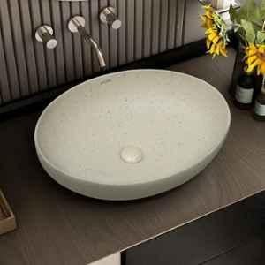 Plantex Table Top Wash Basin for Bathroom/Designer Ceramic Basin/Countertop Vessel Sink Basin/Wash Basin Over Counter for Home/Office (Beige-20.5x15.5x5 Inch)