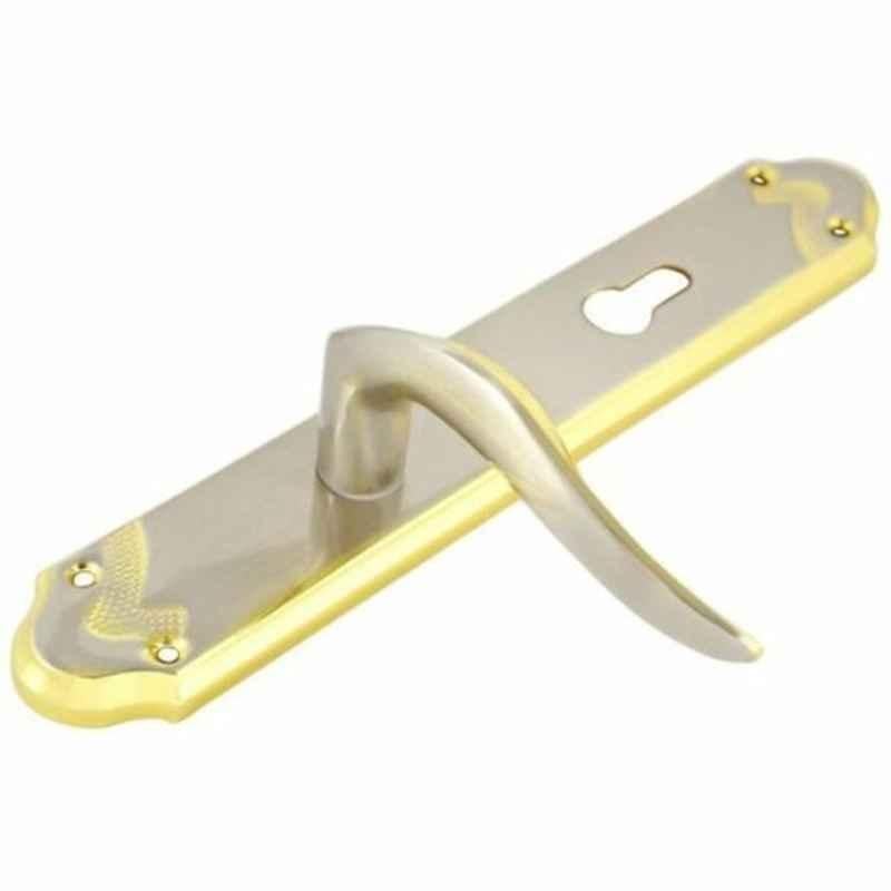 Robustline Brass Polished & Chrome Multicolour Zinc Lever Handle with Lock
